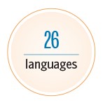 Circular graph showing that CalPERS employees speak 26 languages.