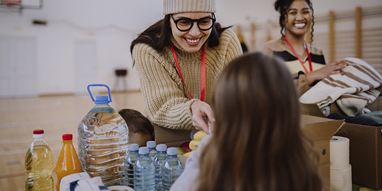 Decorative image of people helping those in need